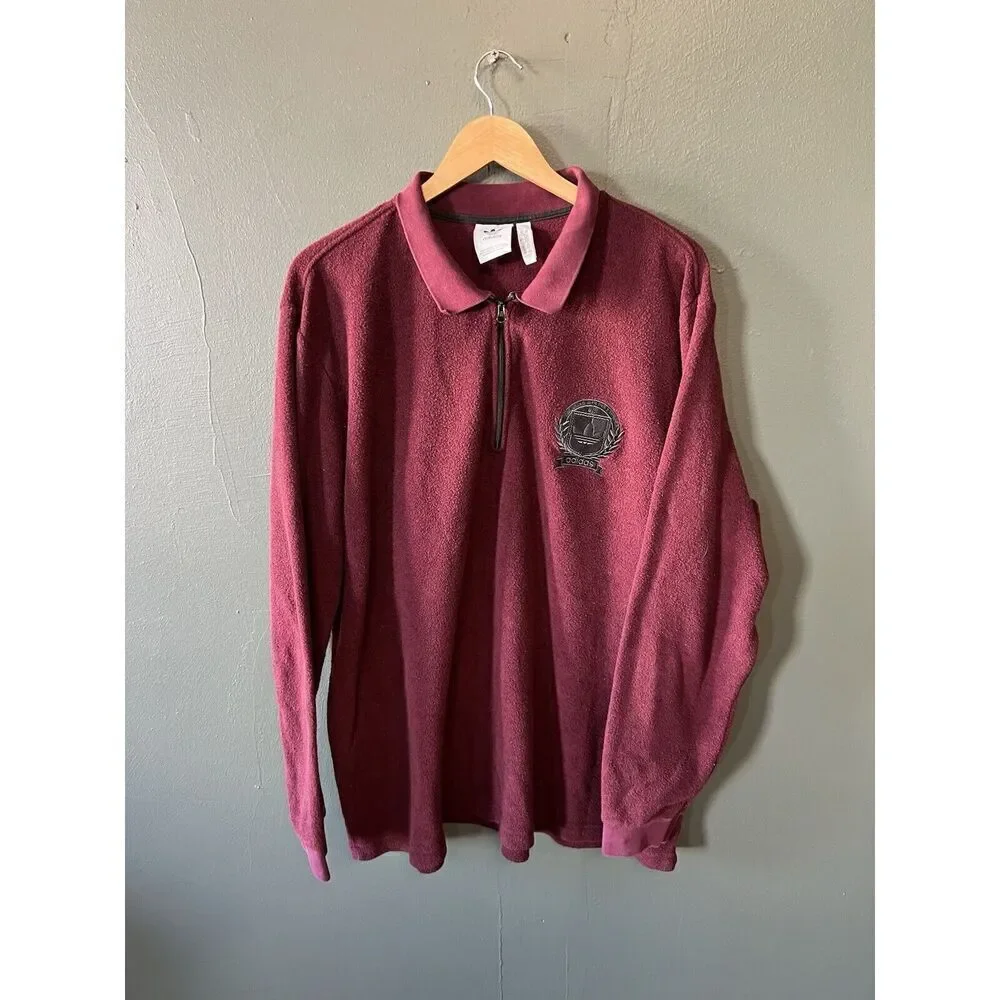 Adidas Mens Red 1/4 Zip Long Sleeve Fleece Pullover Collared Sweatshirt 2XL